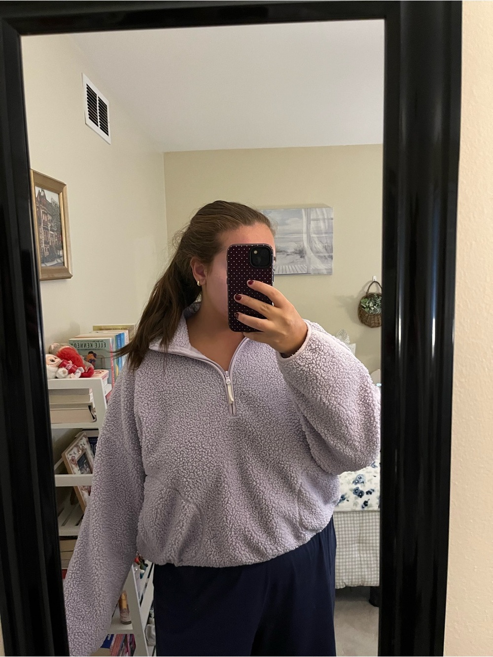 Old Navy Purple Sherpa Cropped Quarter Zip